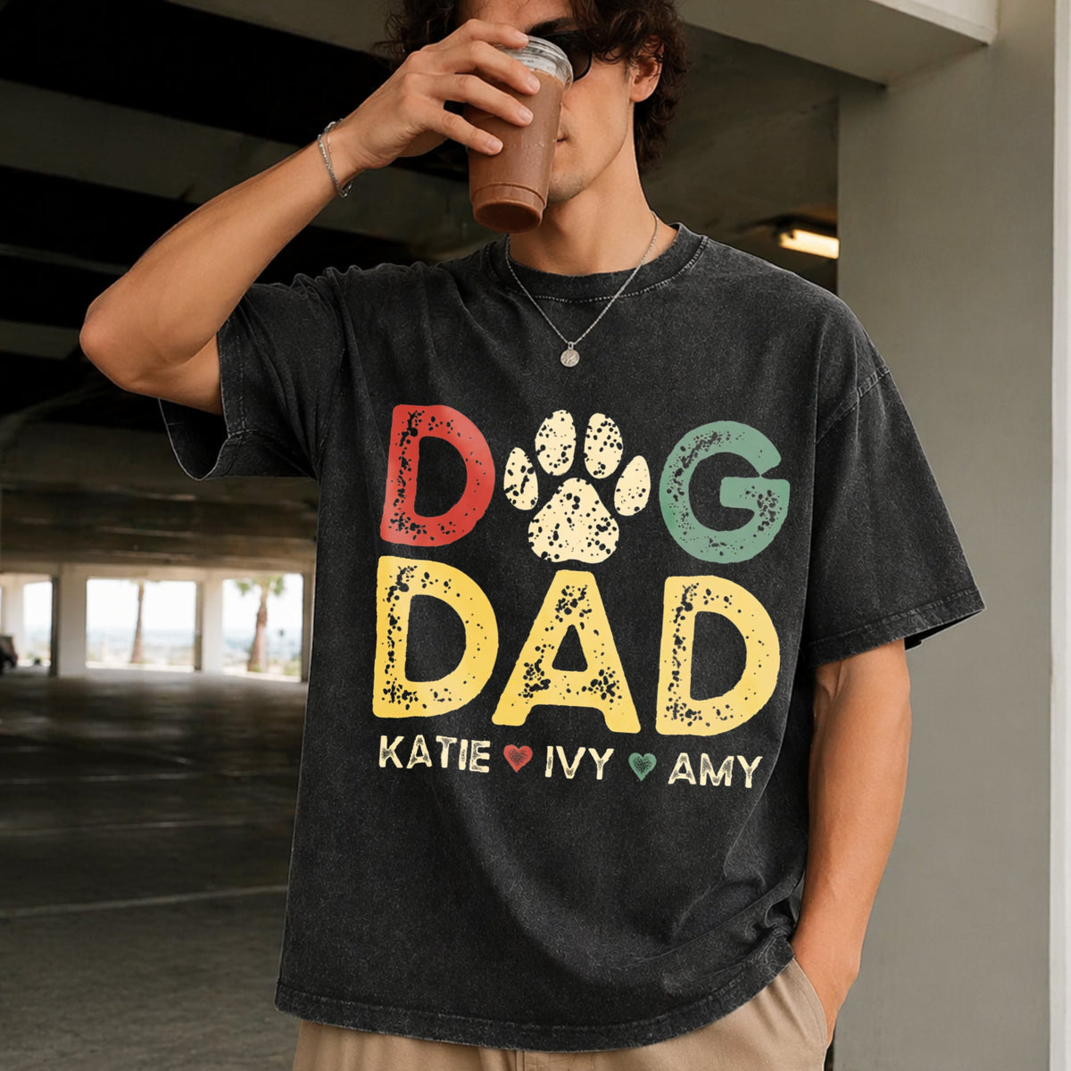 Dog Dad Vintage Washed T-Shirt product image 2