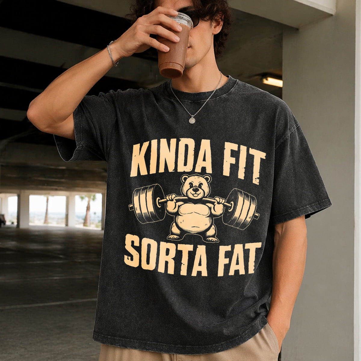 Funny Weightlifting Bear - Gym Vintage Washed T-Shirt product image 9