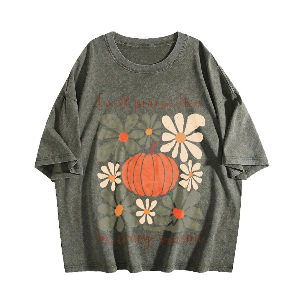 I Will Praise Him In Every Season Vintage Washed T-Shirt product image 4