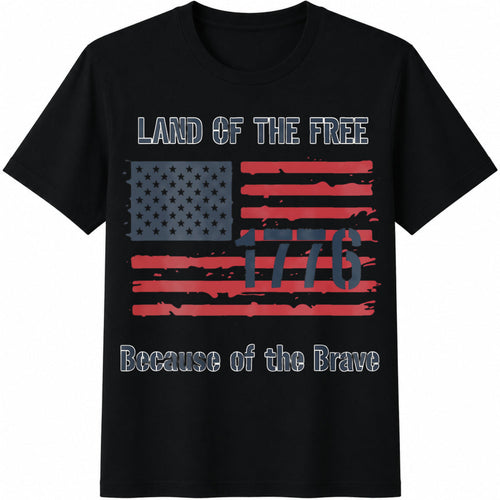 1776 Land Of The Free Because Of Brave Cotton T-Shirt product image 1
