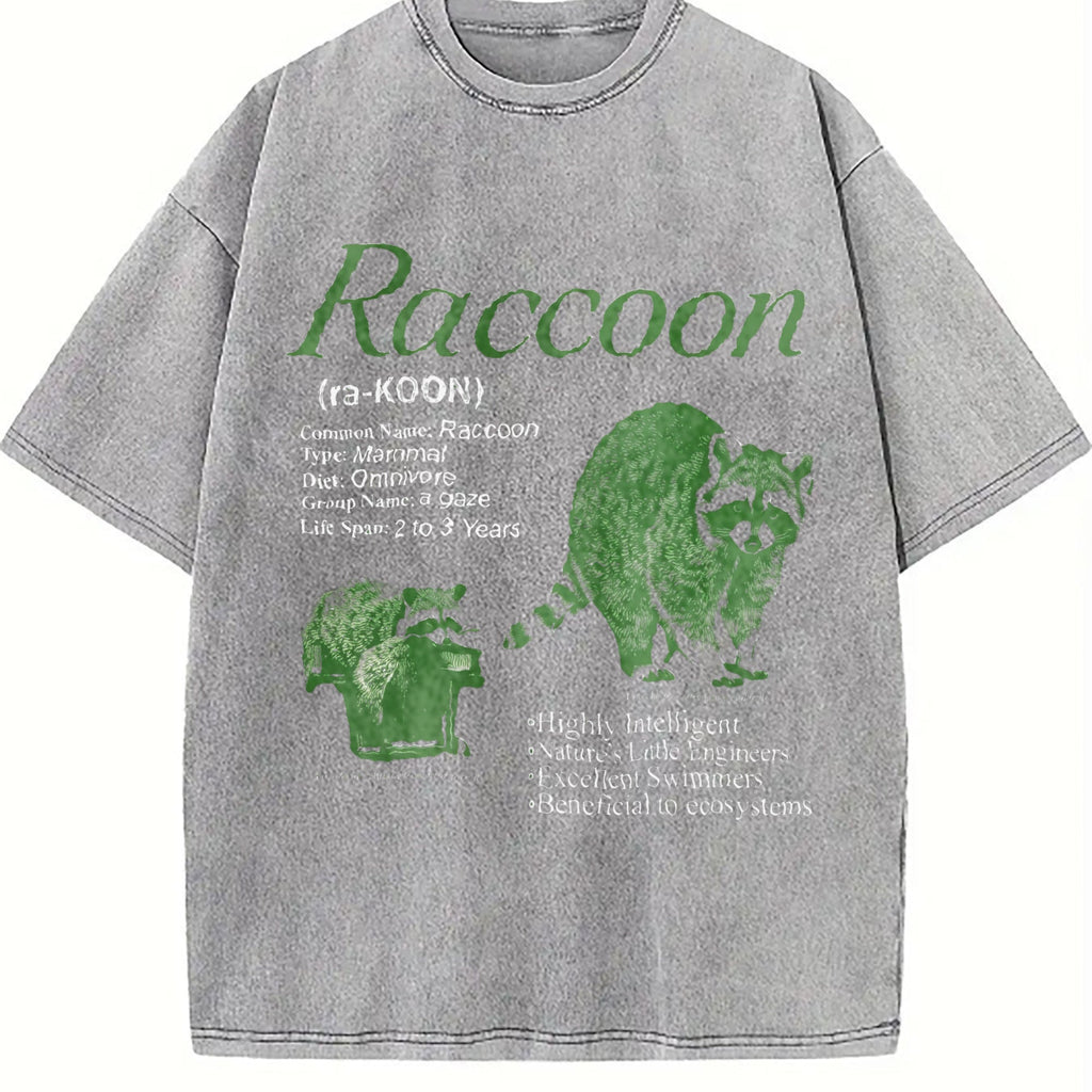 Raccoon Infographic Vintage Washed T-Shirt product image 5