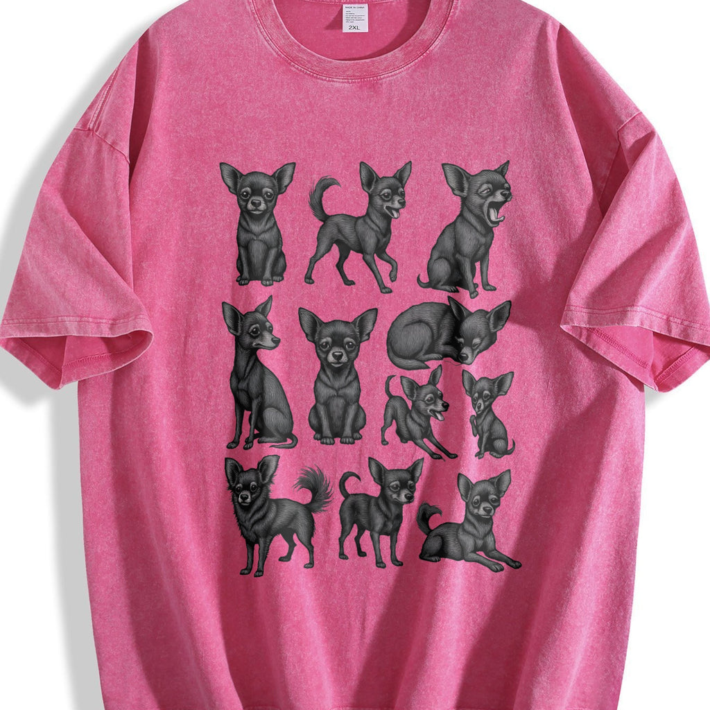 Black Chihuahua Chart Vintage Washed T-Shirt product image 7