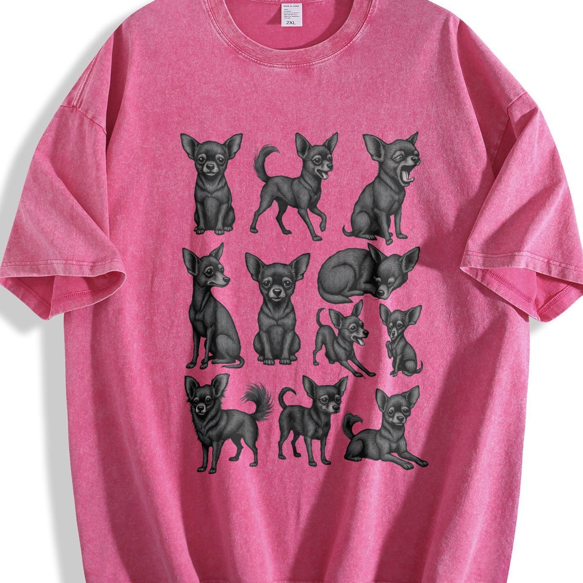 Black Chihuahua Chart Vintage Washed T-Shirt product image 7