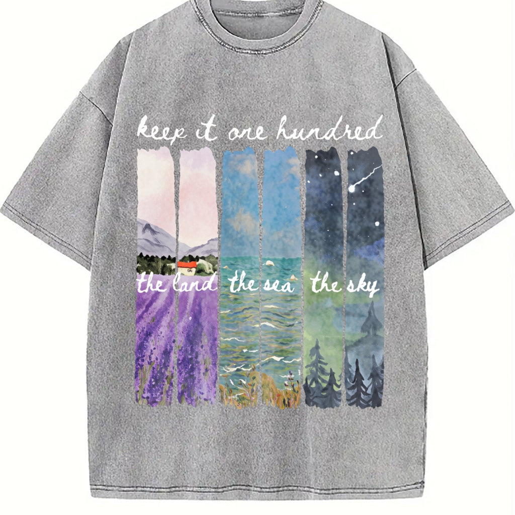 Keep It One Hundred Land Sea Sky Vintage Washed T-Shirt product image 5