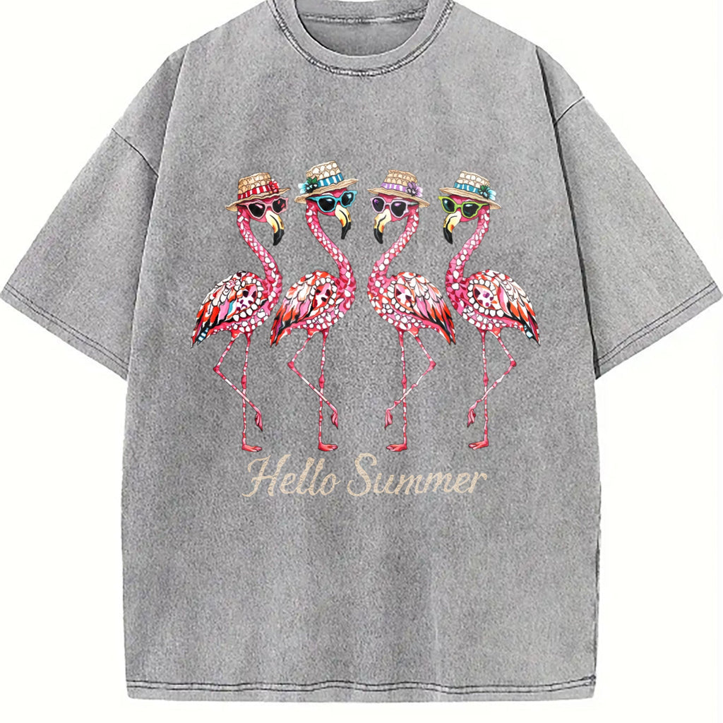 Flamingo Summer Vintage Washed T-Shirt product image 5