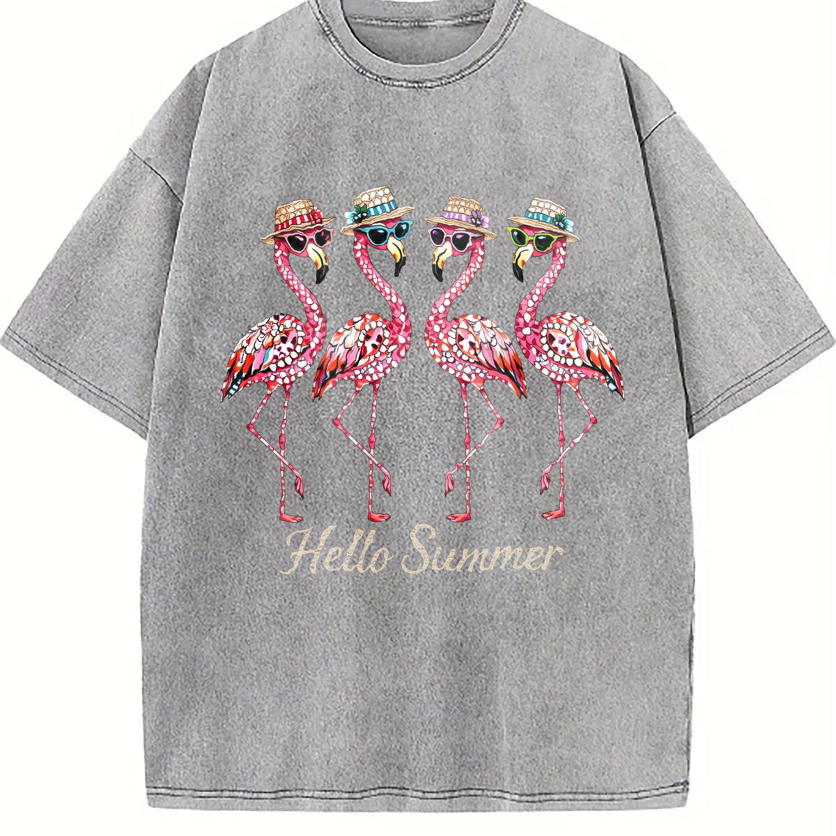 Flamingo Summer Vintage Washed T-Shirt product image 5