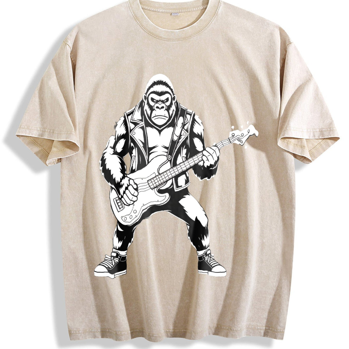 Bigfoot Playing Guitar Funny 90s Vintage Washed T-Shirt product image 1