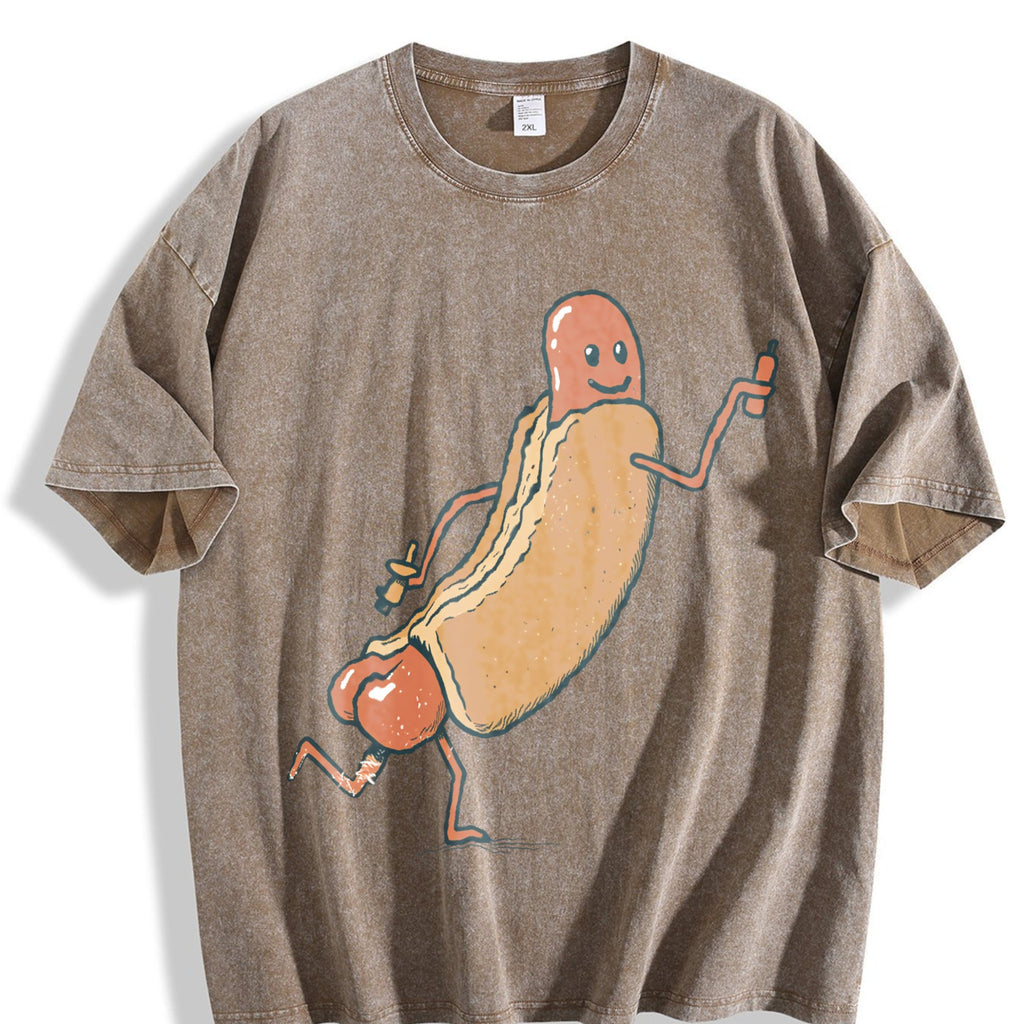 Funny Hotdog : Cute Vintage Washed T-Shirt product image 3