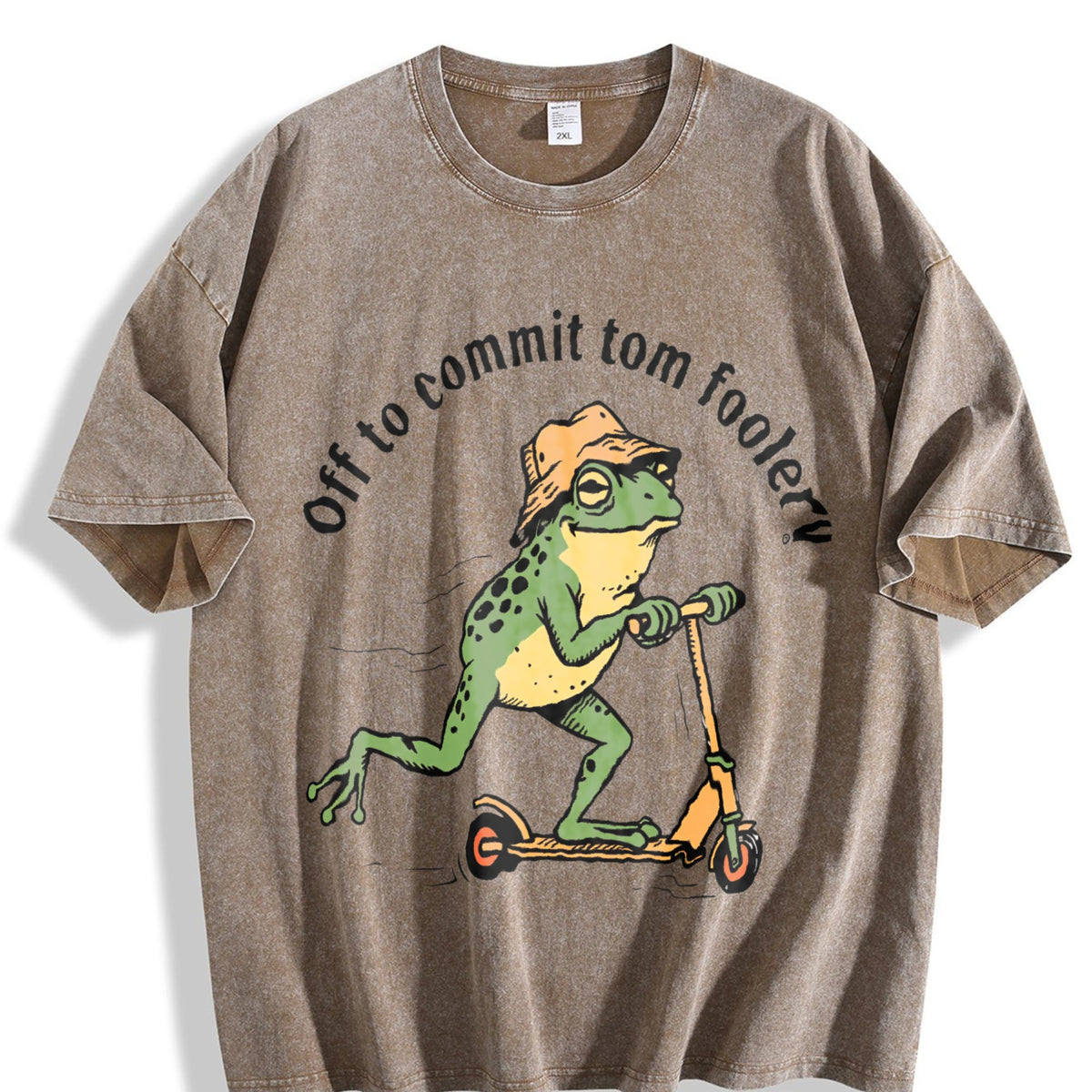 Off To Commit Tomfoolery Frog Vintage Washed T-Shirt product image 3