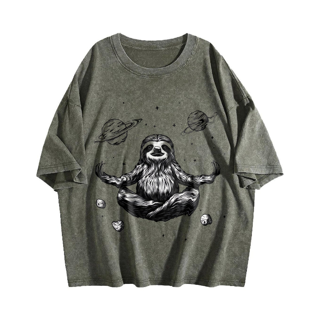 Funny Sloth In A Zen Meditation Vintage Washed T-Shirt product image 4