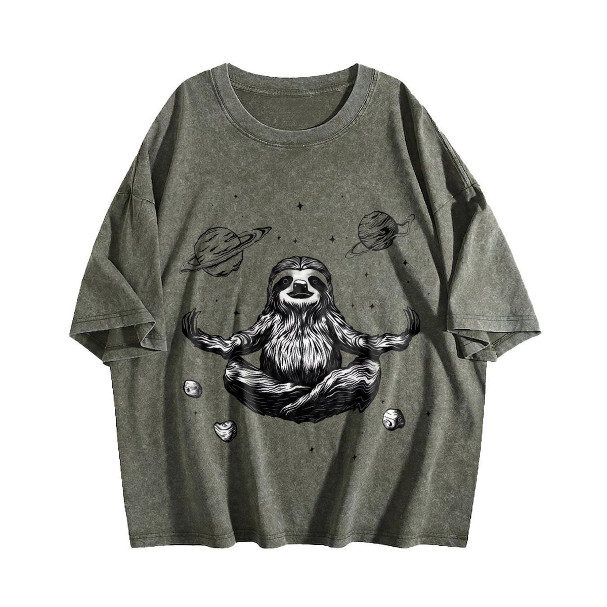 Funny Sloth In A Zen Meditation Vintage Washed T-Shirt product image 4
