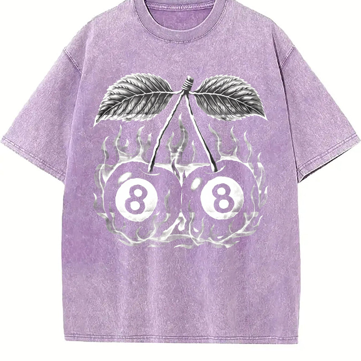 Flaming 8 Ball Cherries Tattoo Vintage Washed T-Shirt product image 6