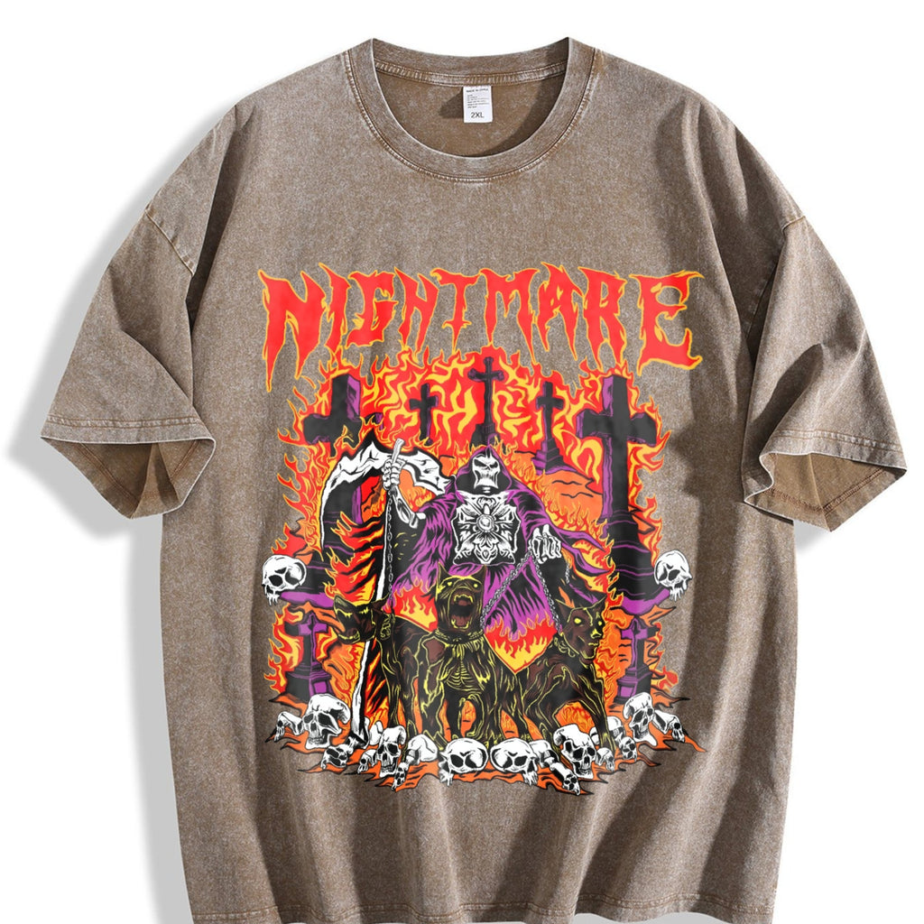 Nightmare Grim Reaper Hellhound Vintage Washed T-Shirt product image 3