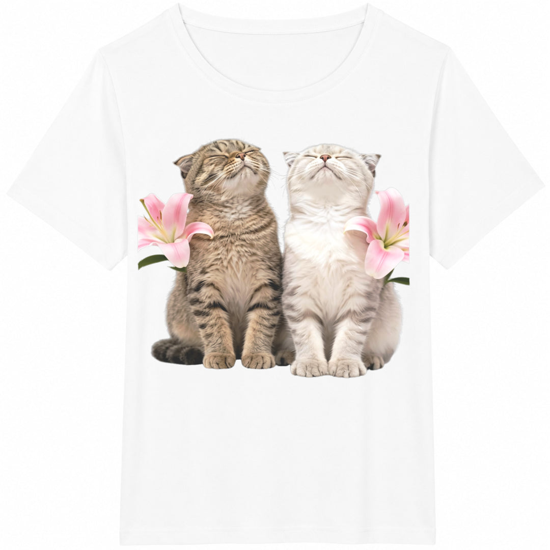 Cute Cats Listening Music Cotton T-Shirt product image 2