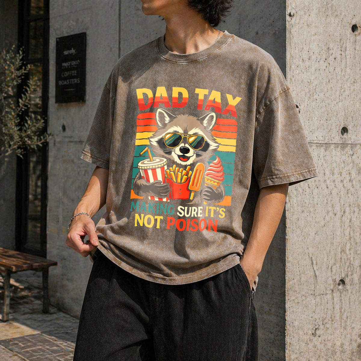 Dad Tax Raccoon Vintage Washed T-Shirt product image 3