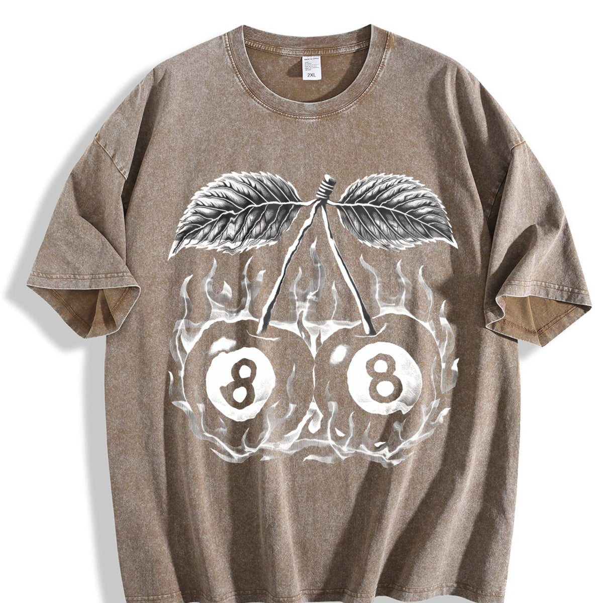 Flaming 8 Ball Cherries Tattoo Vintage Washed T-Shirt product image 3