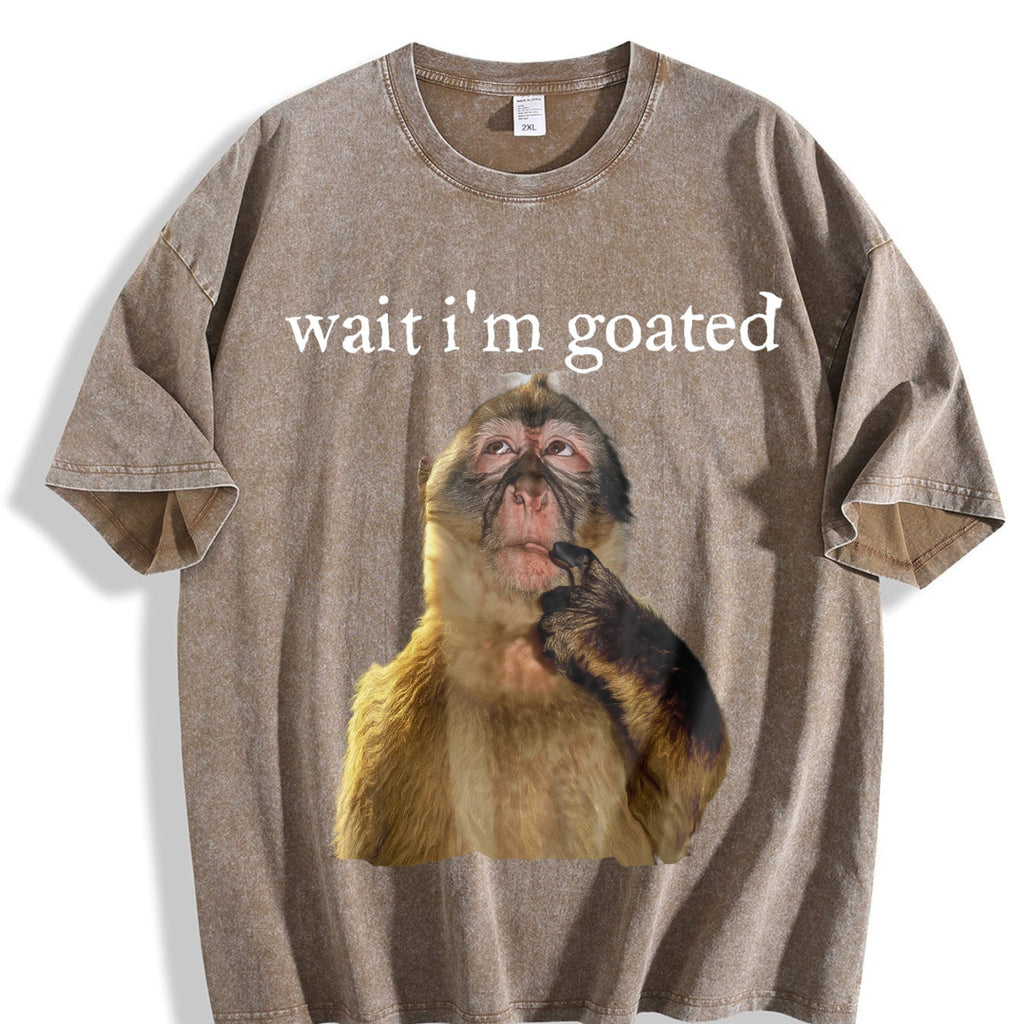 Wait I'm Goated Funny Thinking Monkey Meme Brainrot Vintage product image 3