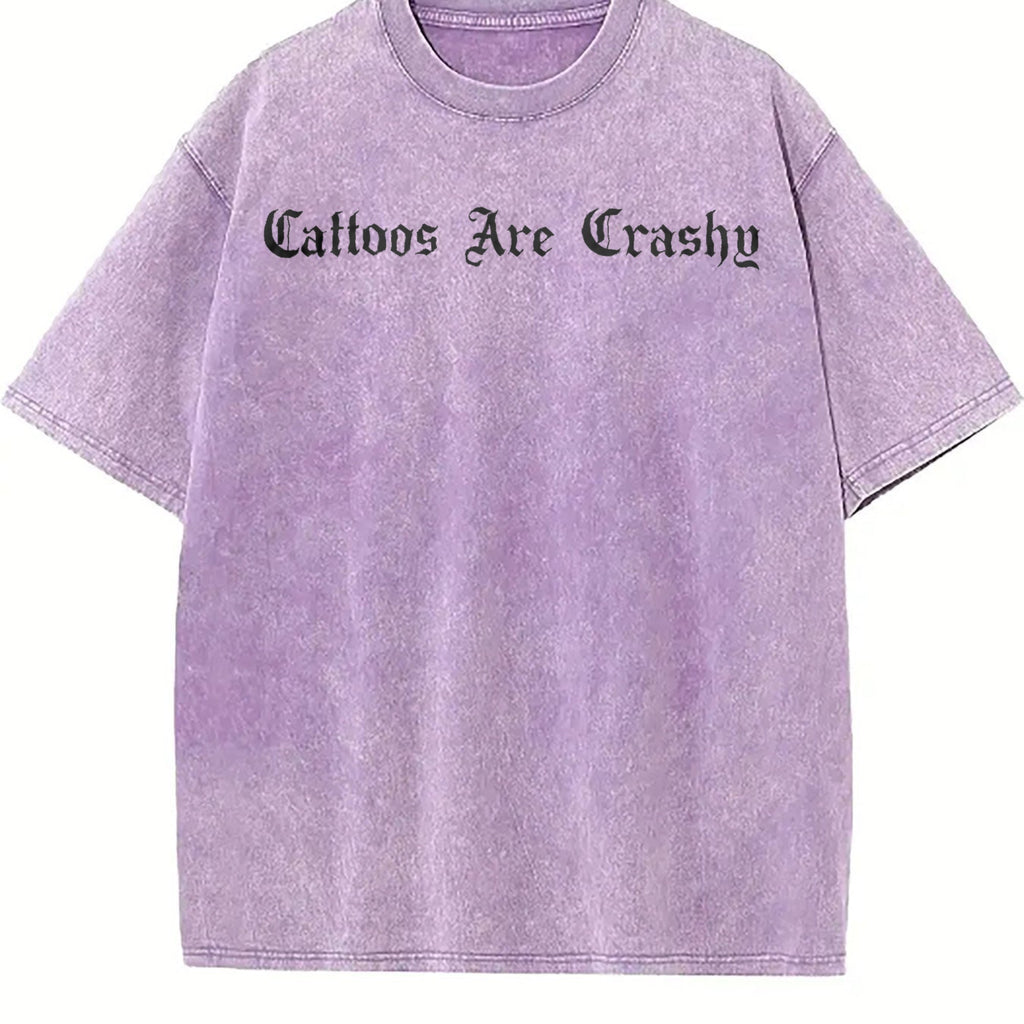 Cattoos Are Crashy Gothic Text Vintage Washed T-Shirt product image 6