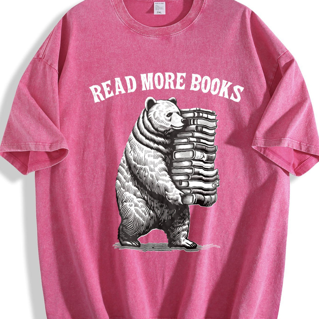 Funny Read More Books Bear 90s Vintage Washed T-Shirt product image 7