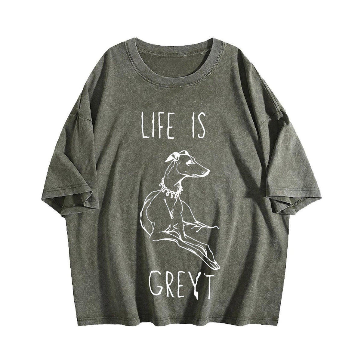 Life Is Greyt Greyhound Lover Vintage Washed T-Shirt product image 4
