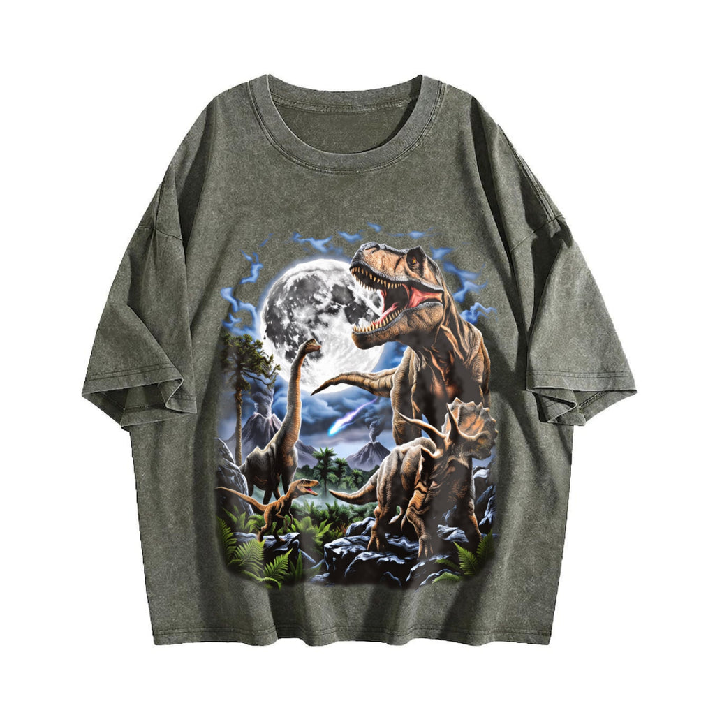 Dinosaurs under the Full Moon Vintage Washed T-Shirt product image 4