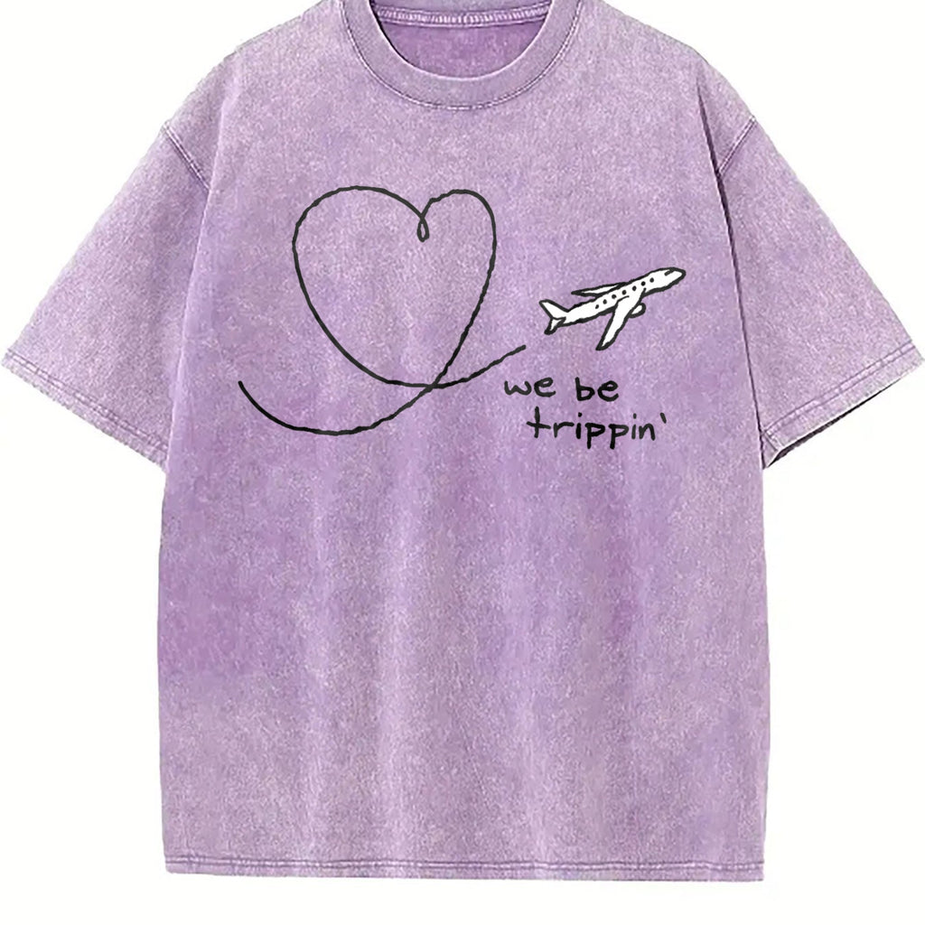 We Be Trippin Airplane Heart Vintage Washed T-Shirt product image 6