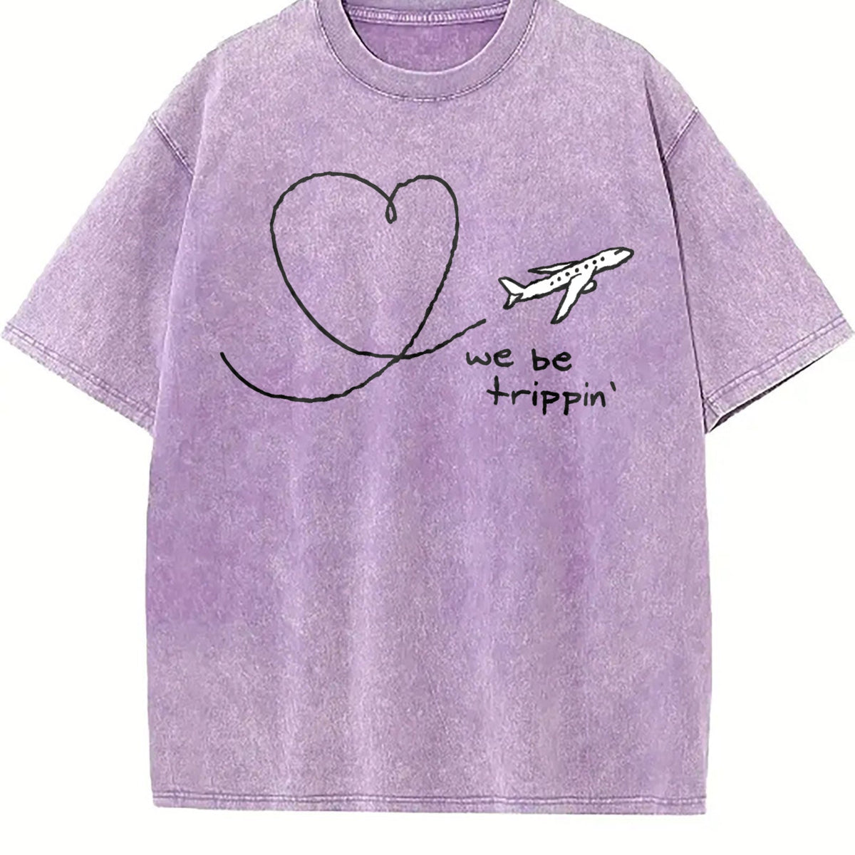 We Be Trippin Airplane Heart Vintage Washed T-Shirt product image 6