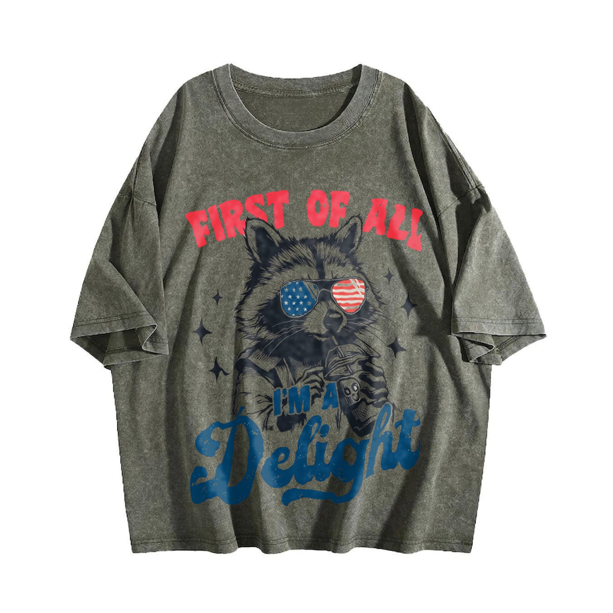 First Of All I'm A Delight Raccoon 4th Of July 90s Vintage product image 4