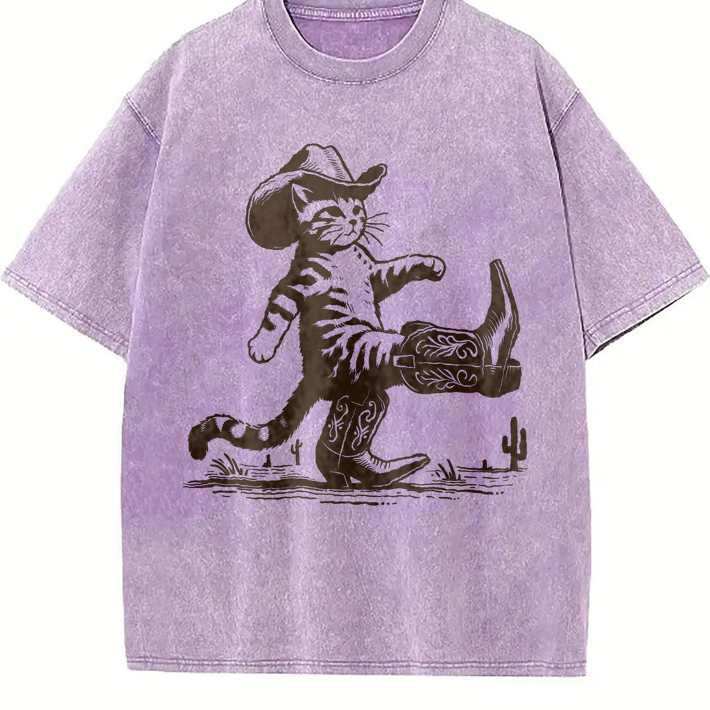Cowboy Cat Vintage Washed T-Shirt product image 6