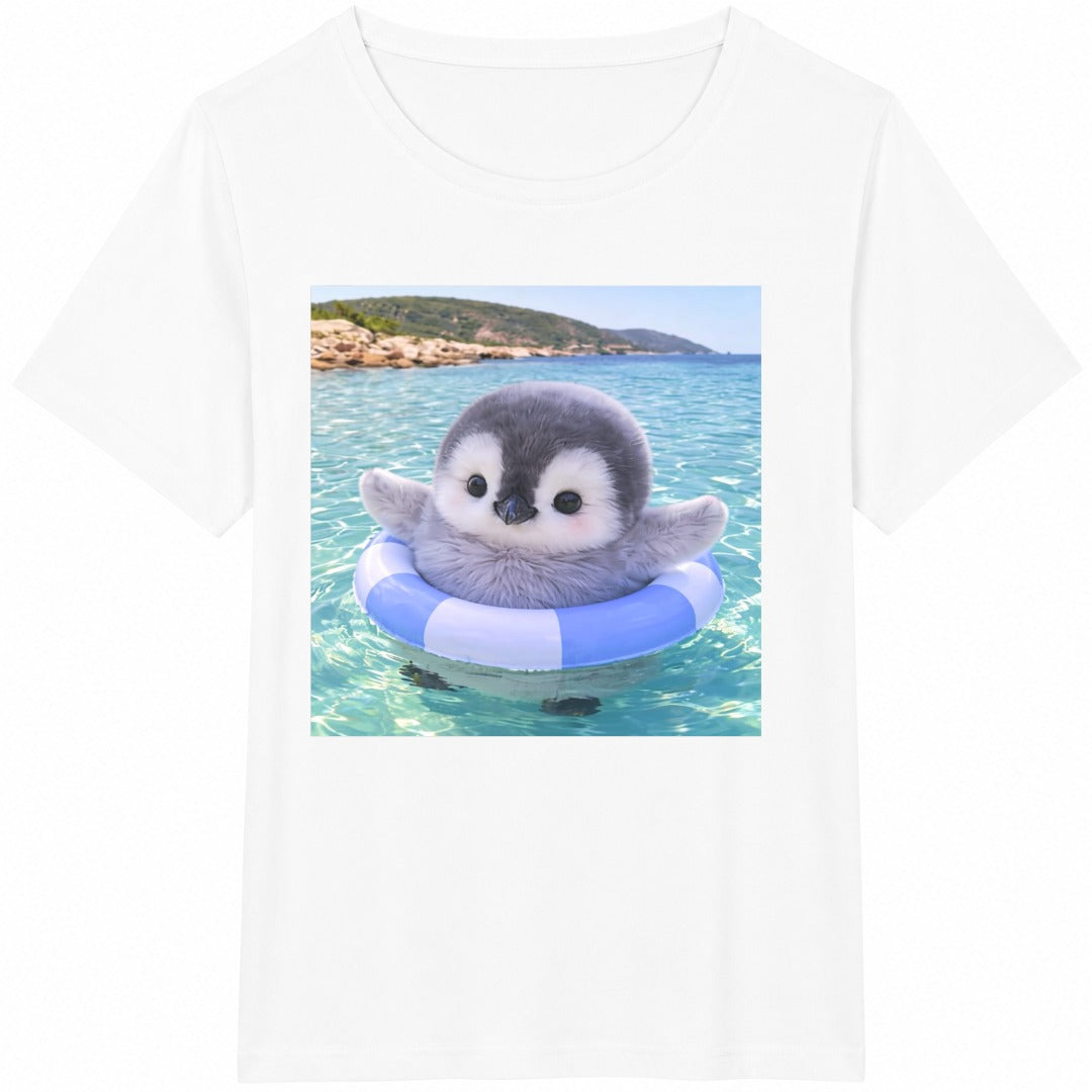 Cute Baby Penguin Float Cotton T-Shirt product image 2