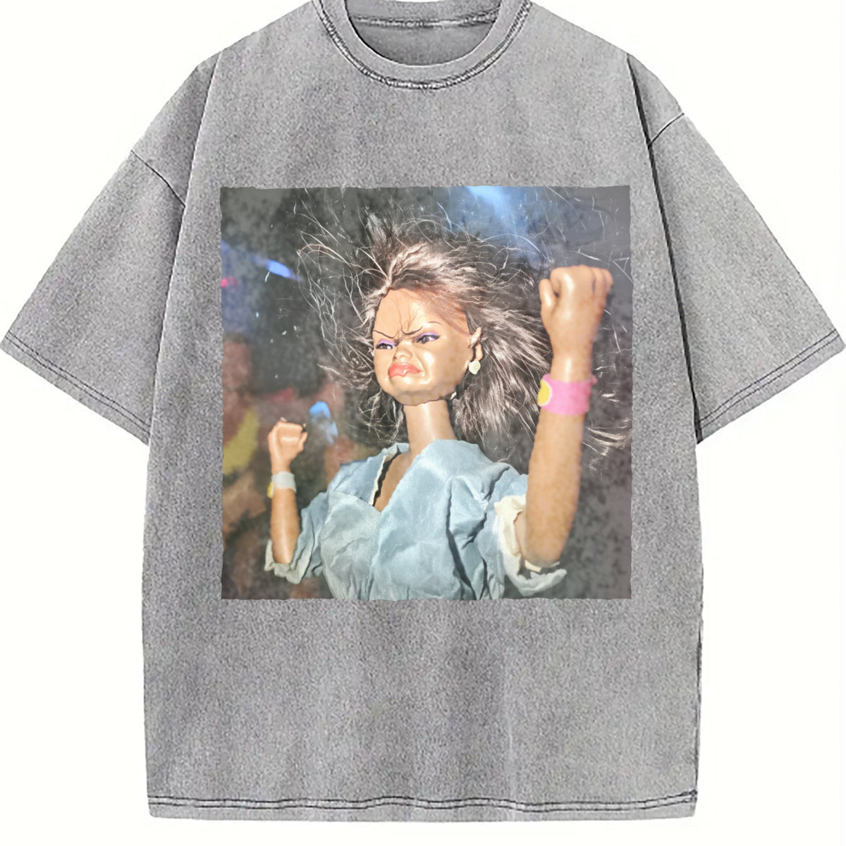 Angry Doll Raising a Fist Vintage Washed T-Shirt product image 5