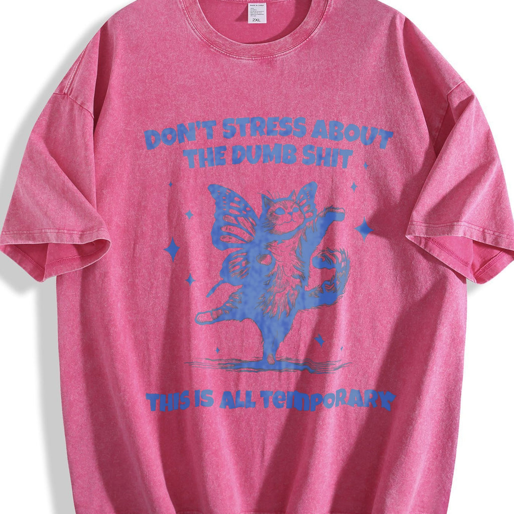 Cat With Butterfly Wings Funny 90s Vintage Washed T-Shirt product image 7