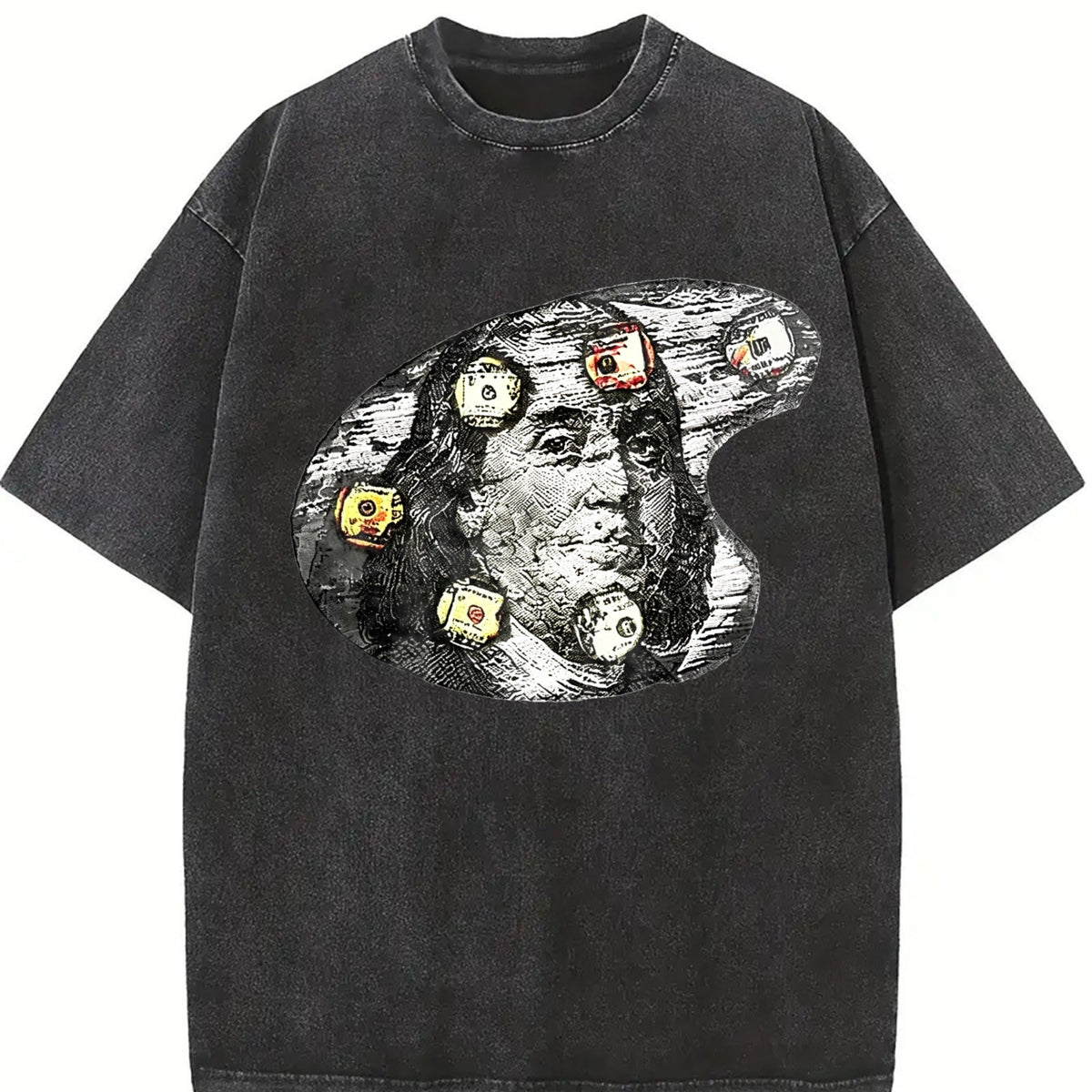 Benjamin Franklin Money High Neck Vintage Washed T-Shirt product image 2
