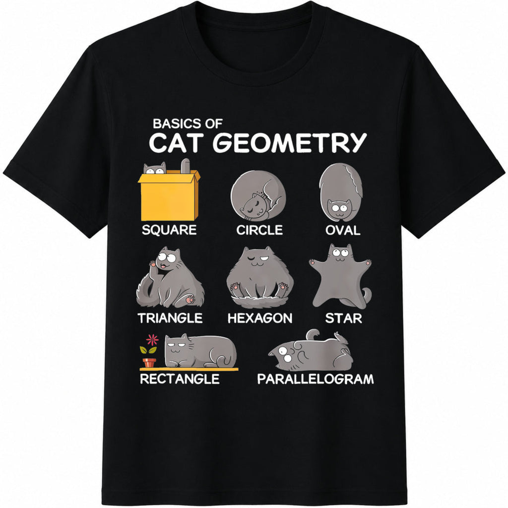 Cat Geometry Math Funny For Dad Cotton T-Shirt product image 1