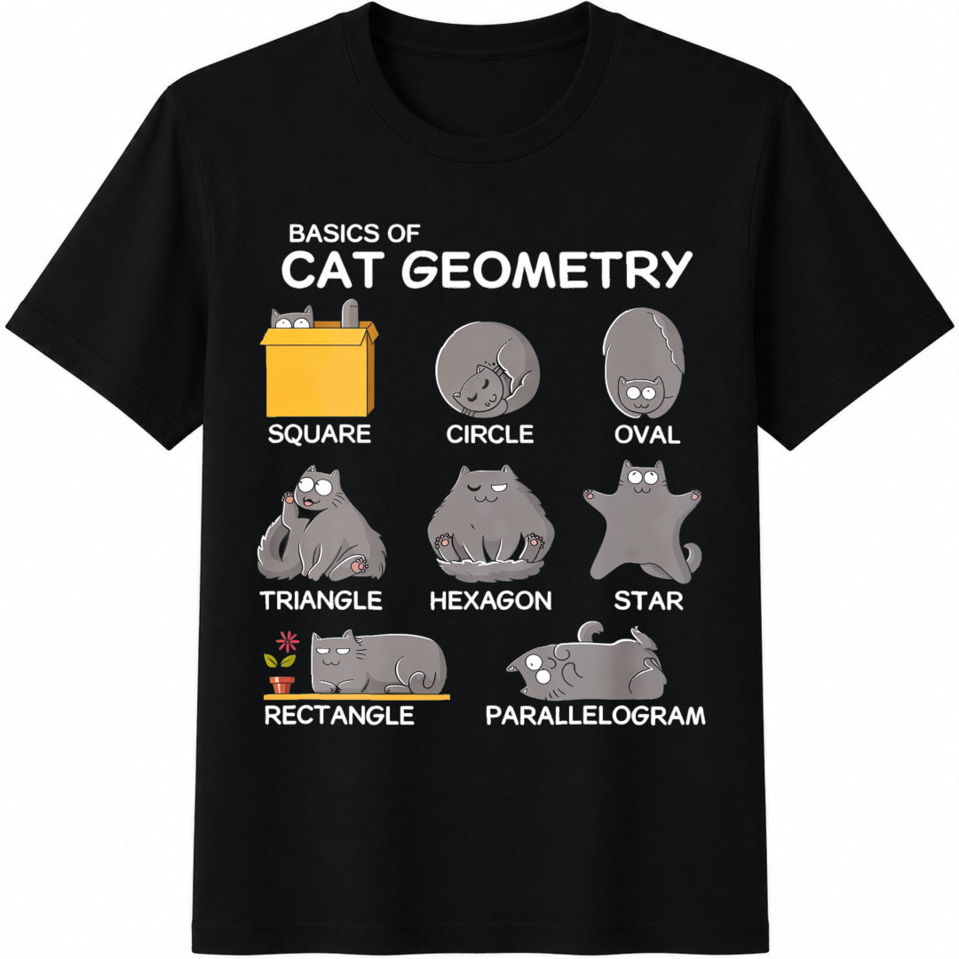 Cat Geometry Math Funny For Dad Cotton T-Shirt product image 1