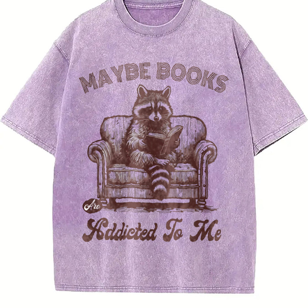 Raccoon Reading Book 90s Vintage Washed T-Shirt product image 6