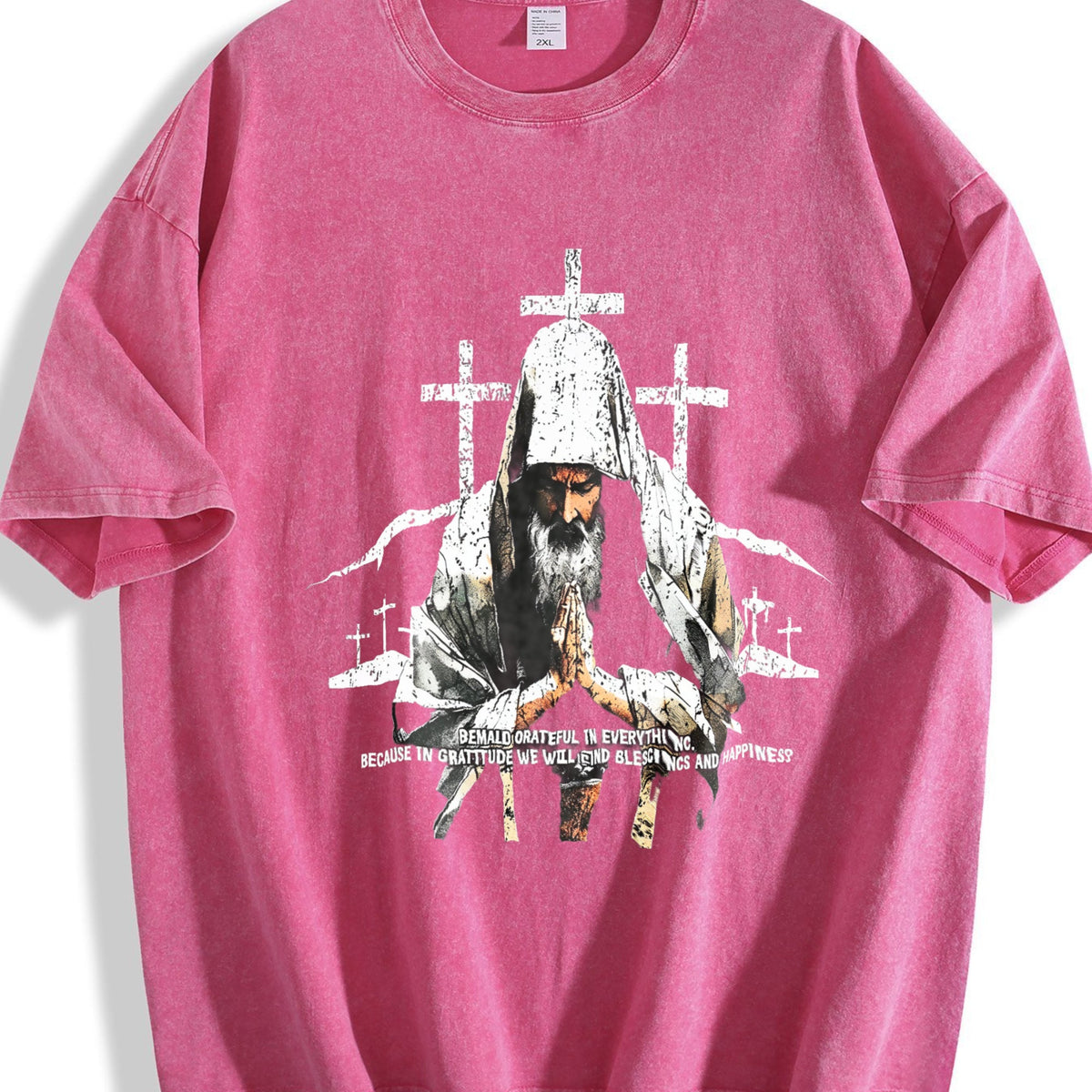 Religious Prayer Cross Black Grunge Vintage Washed T-Shirt product image 7
