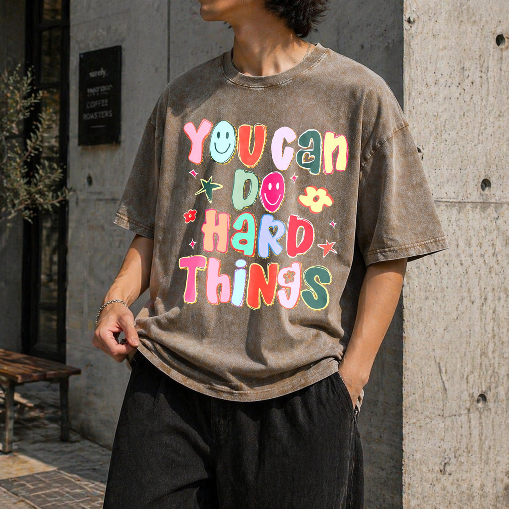 You Can Do Hard Things Teacher Vintage Washed T-Shirt product image 3