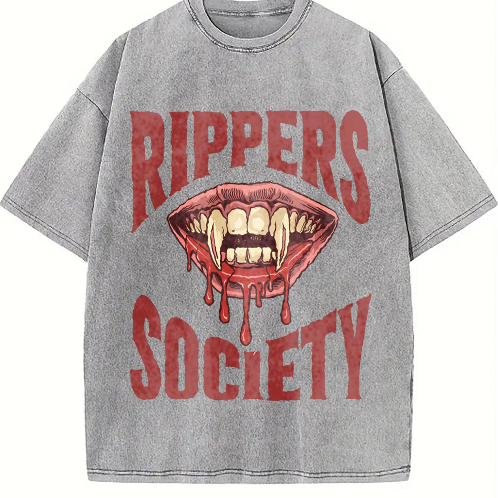 Horror Rippers Society 90s Halloween Vintage Washed T-Shirt product image 5