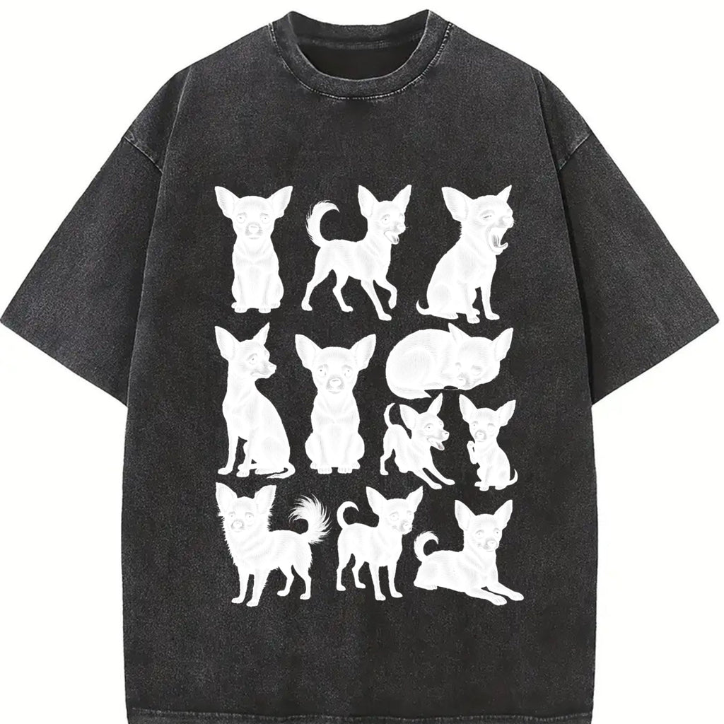 Black Chihuahua Chart Vintage Washed T-Shirt product image 2