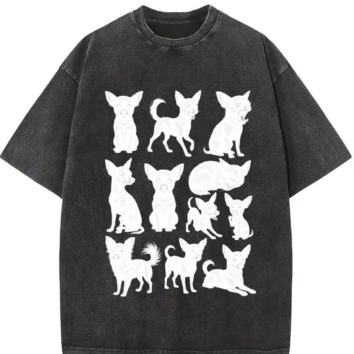 Black Chihuahua Chart Vintage Washed T-Shirt product image 2