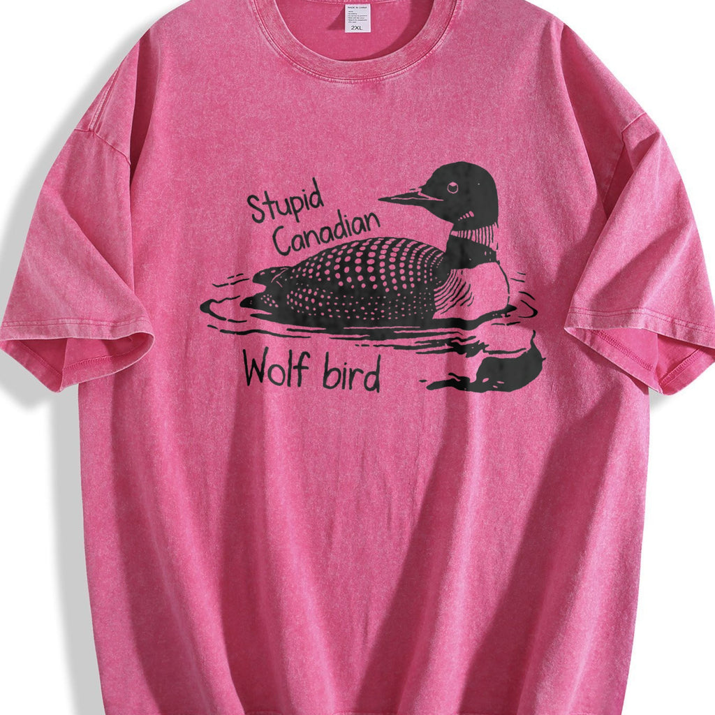 Stupid Canadian Wolf Bird Vintage Washed T-Shirt product image 7
