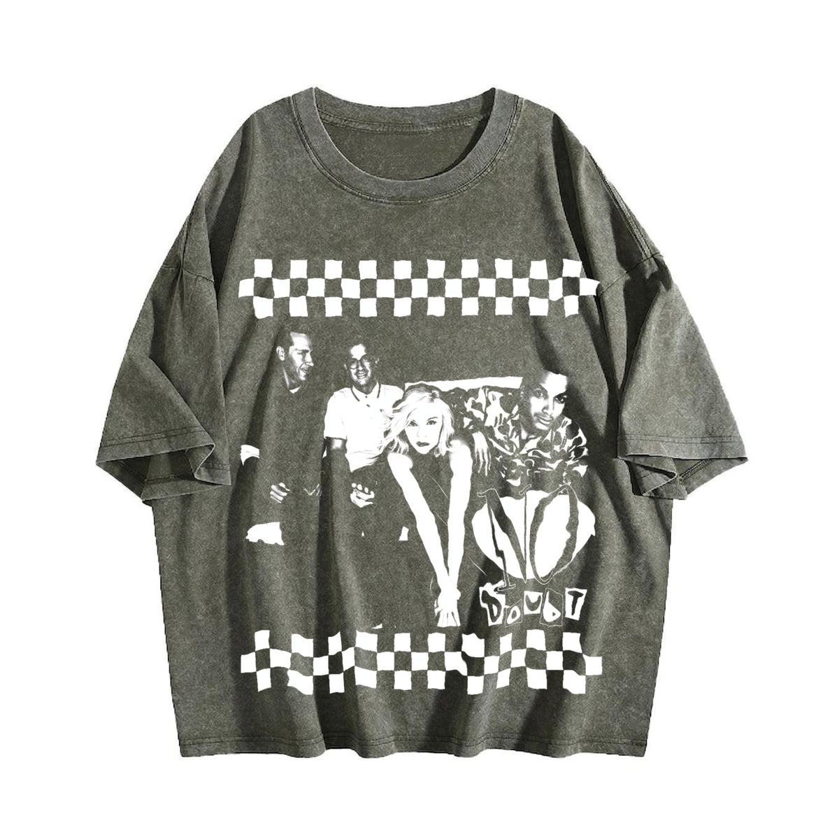 No Good Checkerboard Cat Vintage Washed T-Shirt product image 4