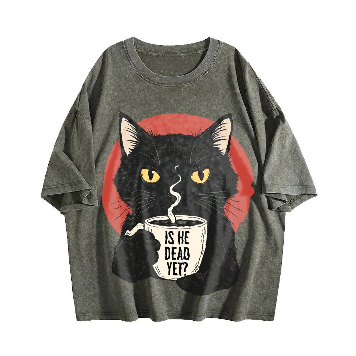 Is He Dead Yet Black Cat Vintage Washed T-Shirt product image 4