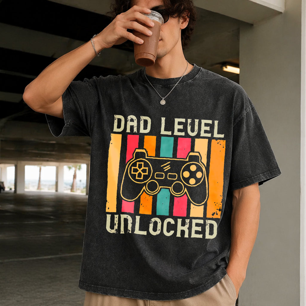 Gamer Dad Level Unlocked Vintage Washed T-Shirt product image 2
