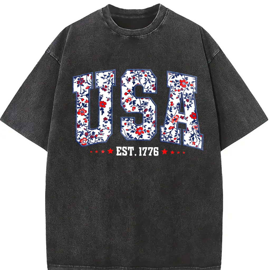 Floral USA Vintage Washed T-Shirt product image 2
