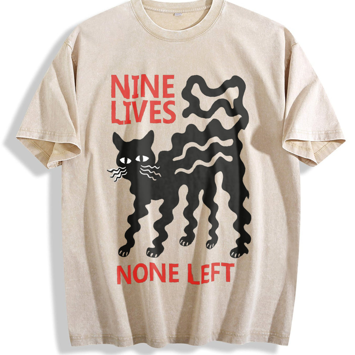 Nine Lives Cat Vintage Washed T-Shirt product image 1