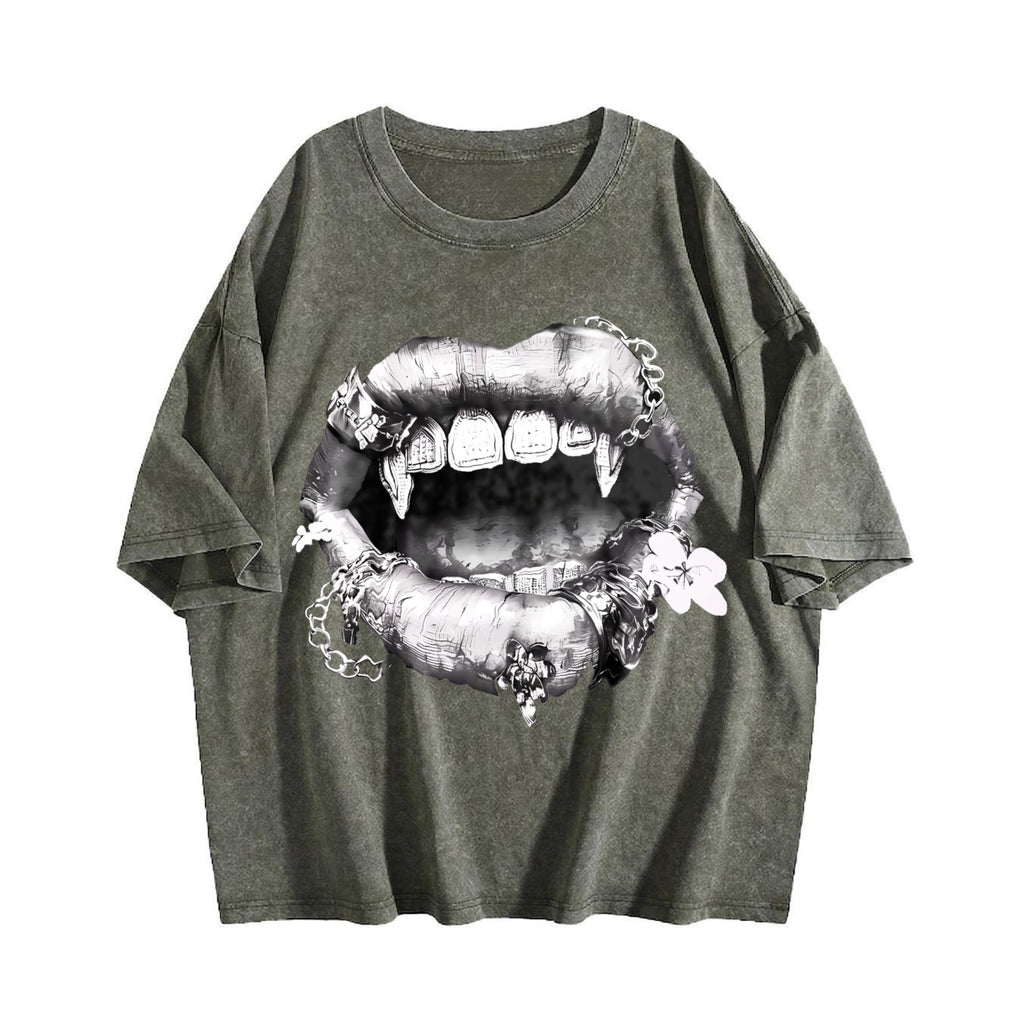 Grillz Lips Chain Vintage Washed T-Shirt product image 4