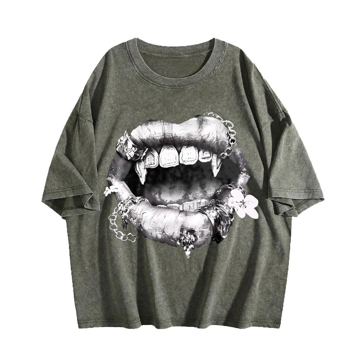 Grillz Lips Chain Vintage Washed T-Shirt product image 4