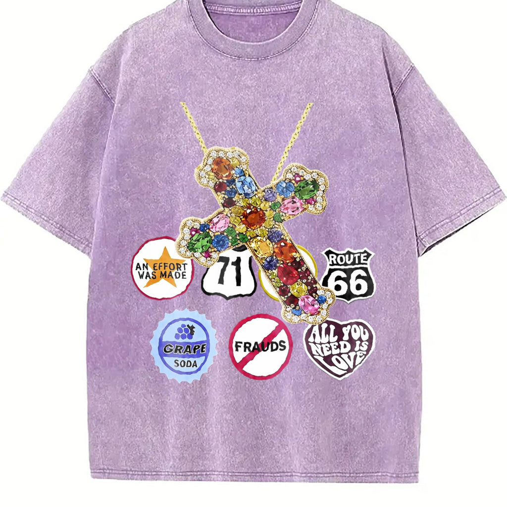 Jewel Cross & Cropped Vintage Washed T-Shirt product image 6